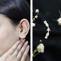 Pear Diamond Ear Crawler Earring for Helix Piercing