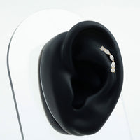 Pear Diamond Ear Crawler Earring for Helix Piercing