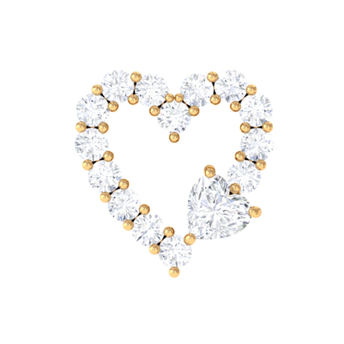 Rosec Jewels diamond heart-shaped cartilage earring, body jewelry with sparkling gemstone and delicate design.