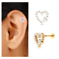 Diamond Heart Shape Cartilage Earring