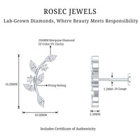 Womens Marquise Diamond Leaf Crawler Earring