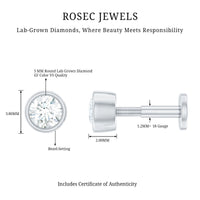 Bezel Set Diamond Cartilage Earring with Flat Back