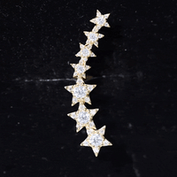 Graduated Diamond Star Crawler Earring for Helix Piercing