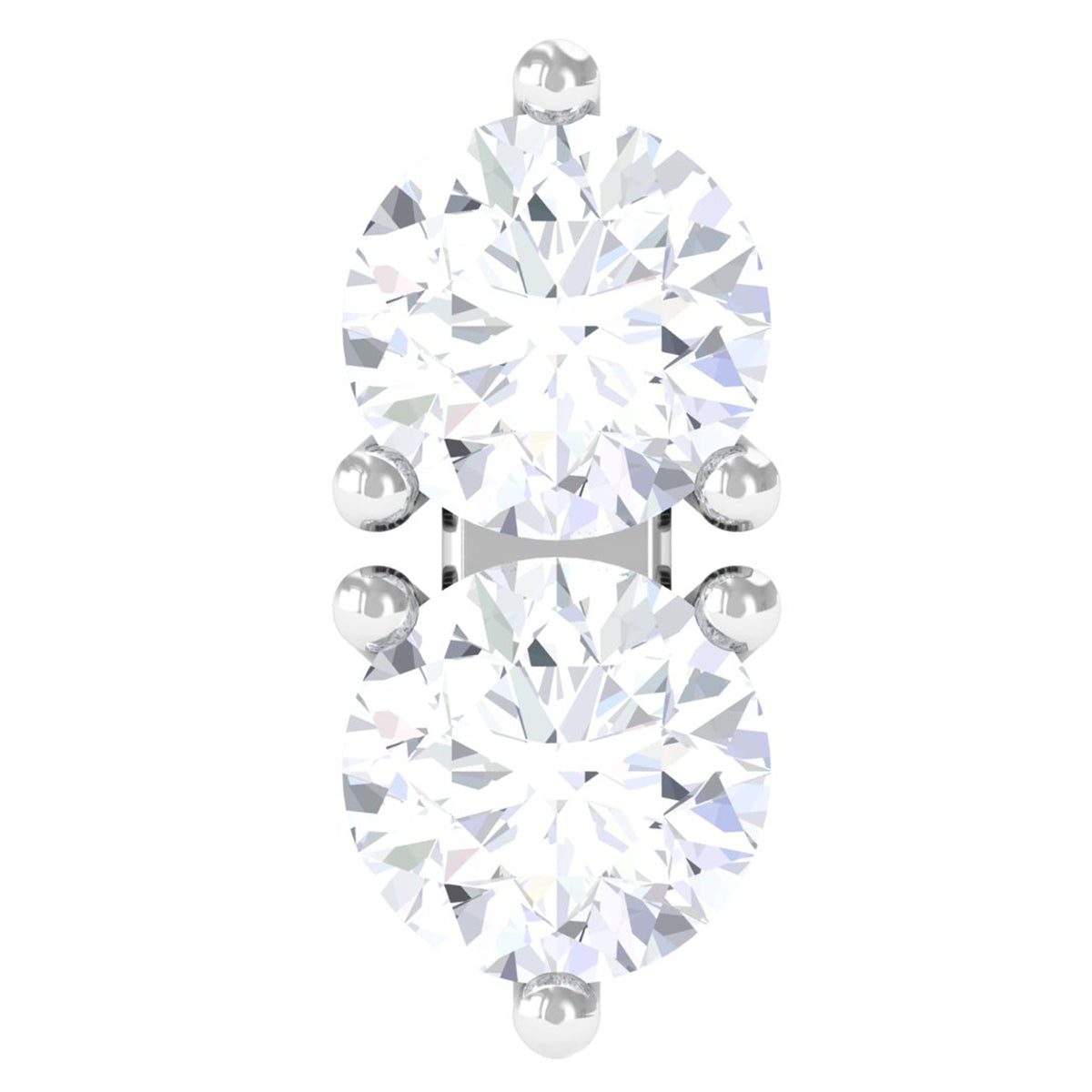 Natural Diamond 2 Stone Earring for Tragus Piercing