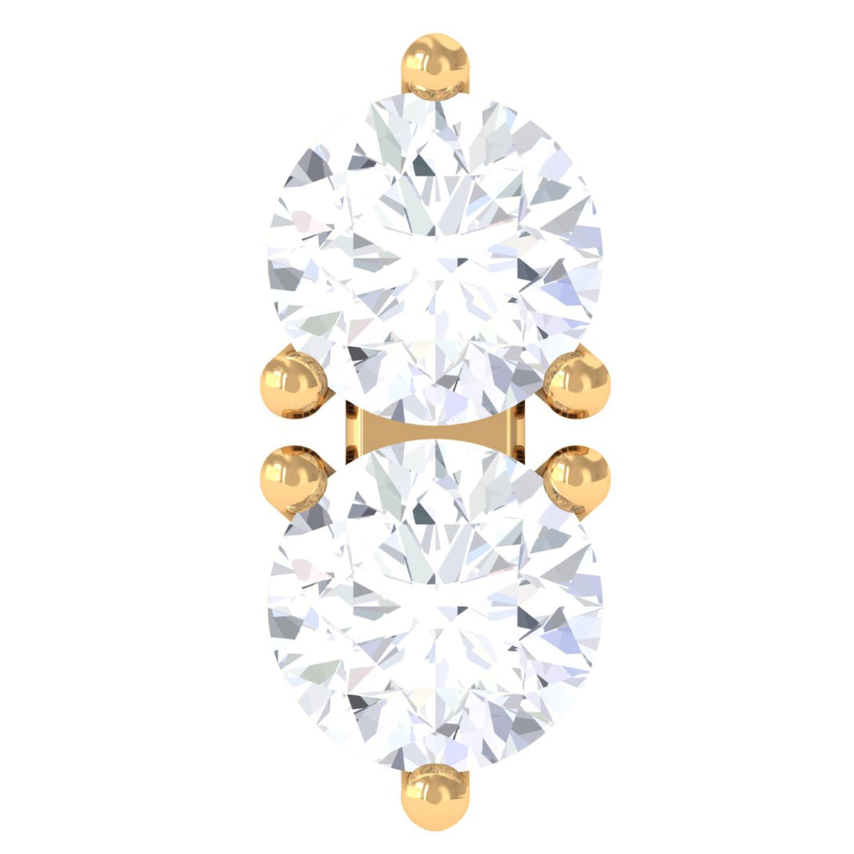 Natural Diamond 2 Stone Earring for Tragus Piercing