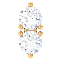 Natural Diamond 2 Stone Earring for Tragus Piercing