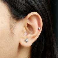 Minimalist Diamond Star Earring for Tragus Piercing