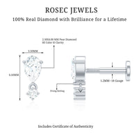 Pear Diamond Drop Earring for Helix Piercing