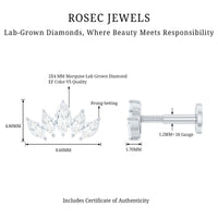 Certified Marquise Cut Diamond Helix Earring for Women