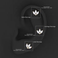Marquise Diamond Lotus Flower Earring for Helix Piercing