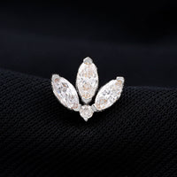 Marquise Diamond Lotus Flower Earring for Helix Piercing