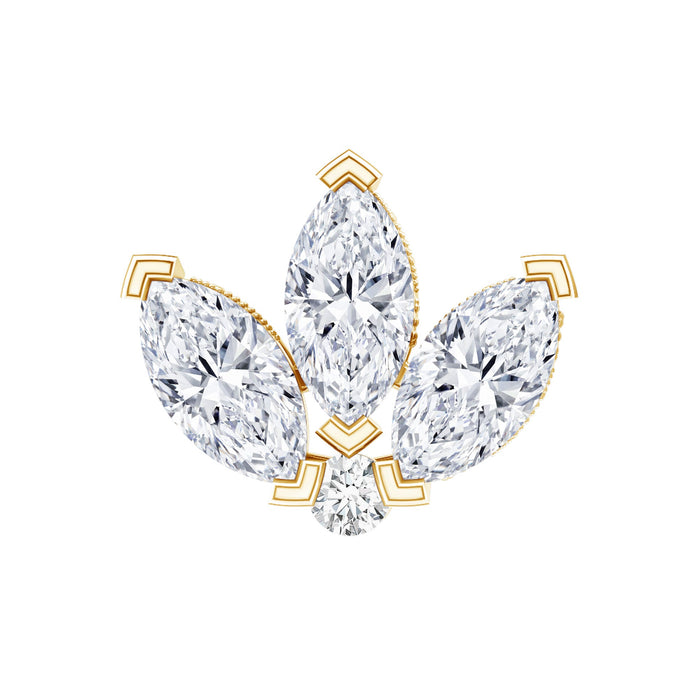 Marquise Diamond Lotus Flower Earring for Helix Piercing