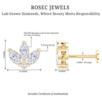 Marquise Diamond Lotus Flower Earring for Helix Piercing