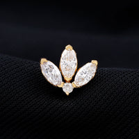 Marquise Diamond Lotus Flower Earring for Helix Piercing