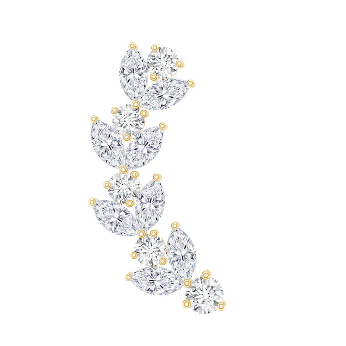Nature Inspired Diamond Leaf Crawler Helix Earring