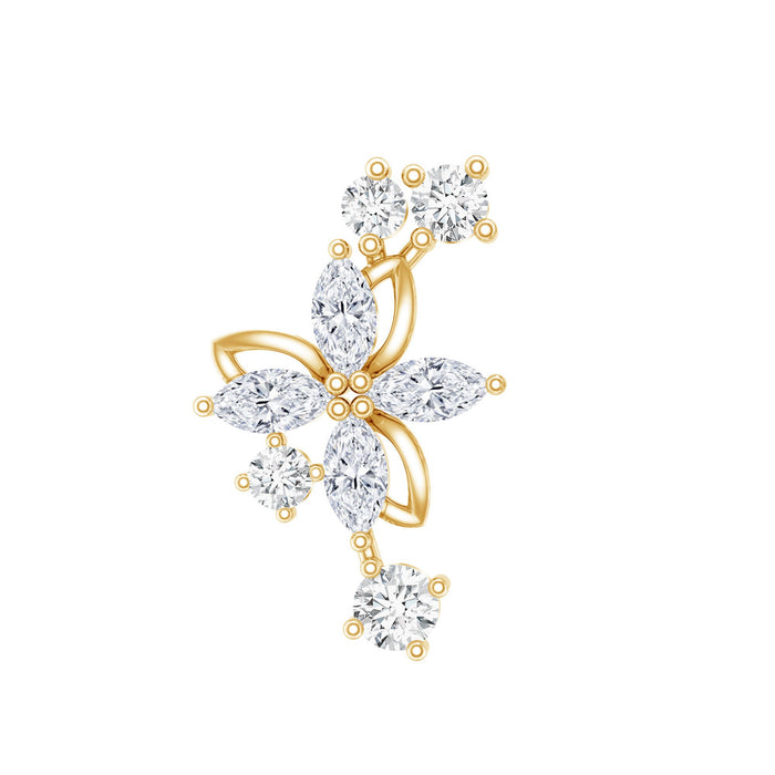Rosec Jewels Diamond Flower Crawler Earring, body jewelry featuring floral design with sparkling diamonds and intricate craftsmanship.