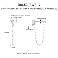 Certified Diamond Chain Drop Earring for Helix Piercing