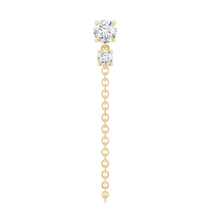 Rosec Jewels certified diamond chain drop earring for helix piercing, body jewelry with sparkling diamond accents.