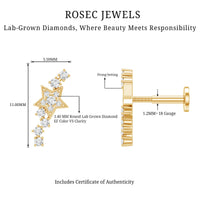 Certified Diamond Star Crawler Earring for Helix Piercing