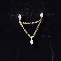 Marquise Moissanite Double Chain Earring for Women