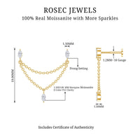 Marquise Moissanite Double Chain Earring for Women