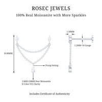 Moissanite Double Chain Earring for Helix Piercing