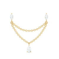 Moissanite Double Chain Earring for Helix Piercing