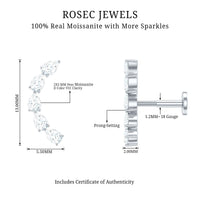 Certified Pear Cut Moissanite Ear Crawler Earring