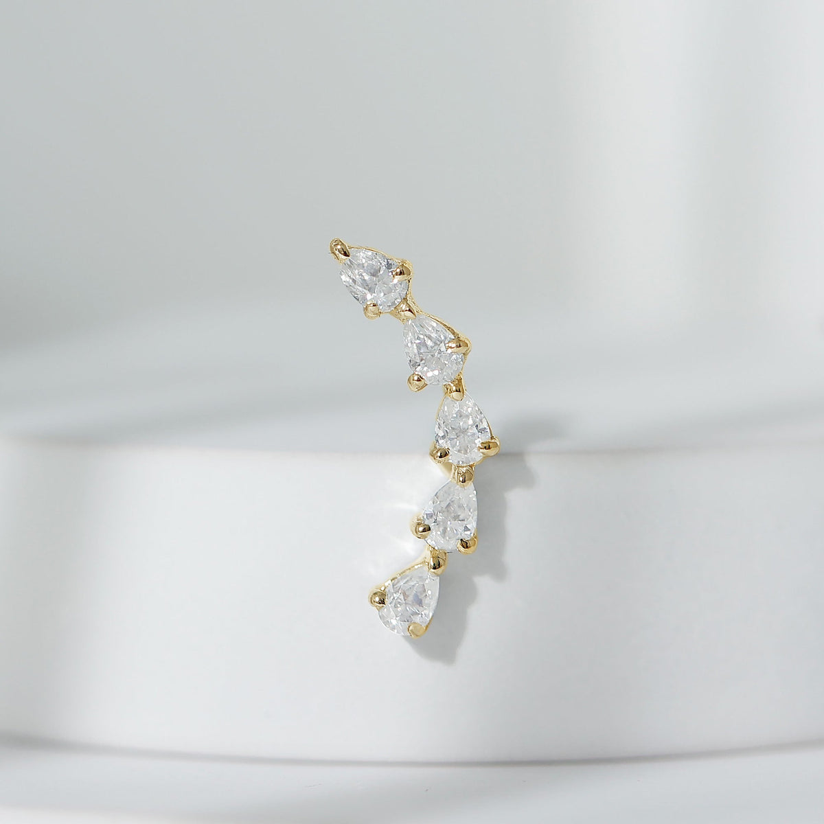 Certified Pear Cut Moissanite Ear Crawler Earring
