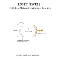 Round Cut Moissanite Ear Crawler Earring for Helix Piercing