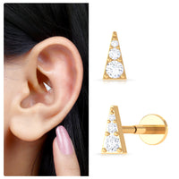 Dainty Diamond Triangle Tragus Earring