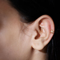 Real Diamond Floral Earring for Cartilage Piercing