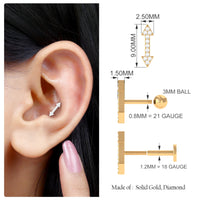 Natural Diamond Arrow Tragus Earring for Women