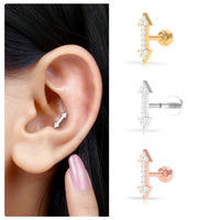 Natural Diamond Arrow Tragus Earring for Women