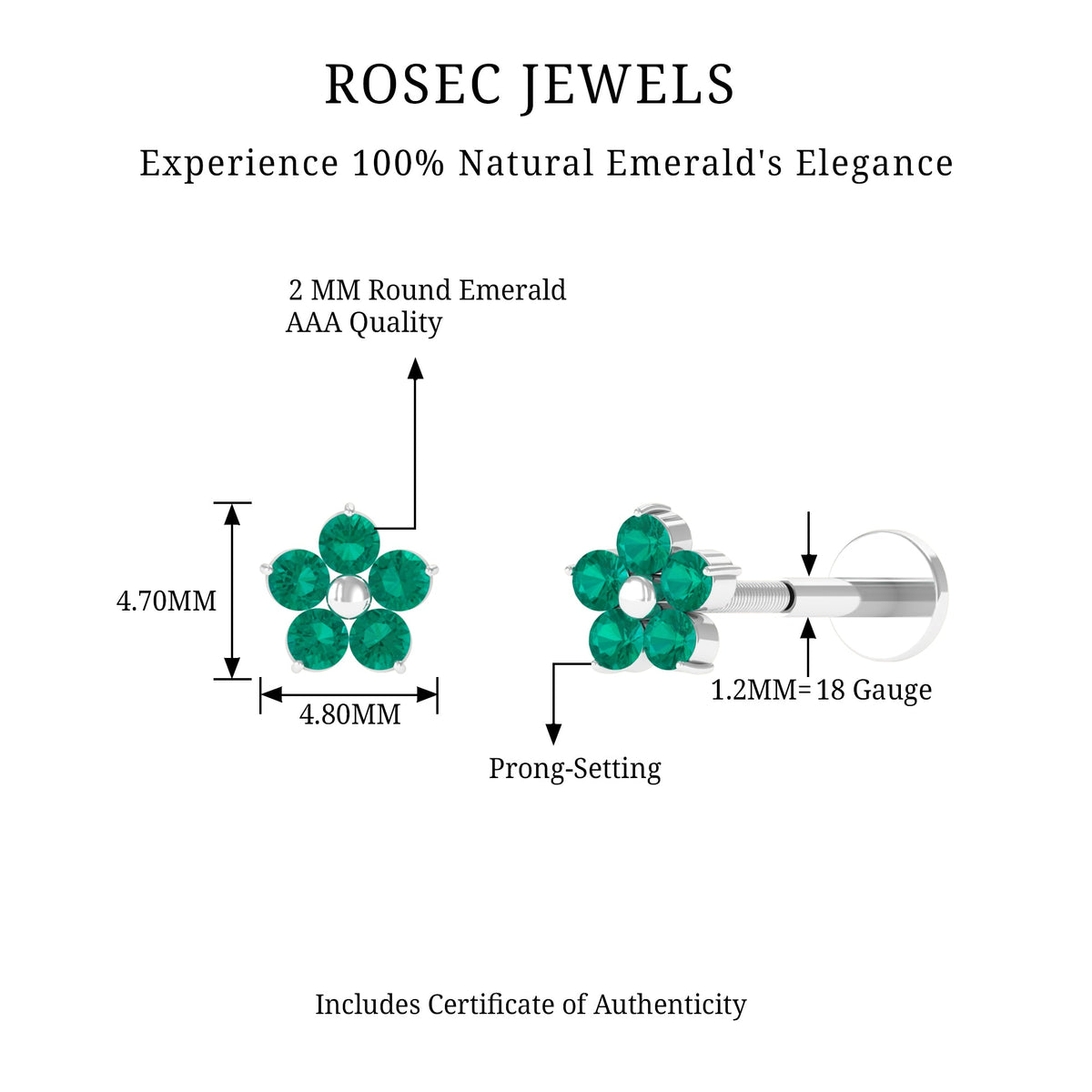 Natural Green Emerald Flower Conch Earring