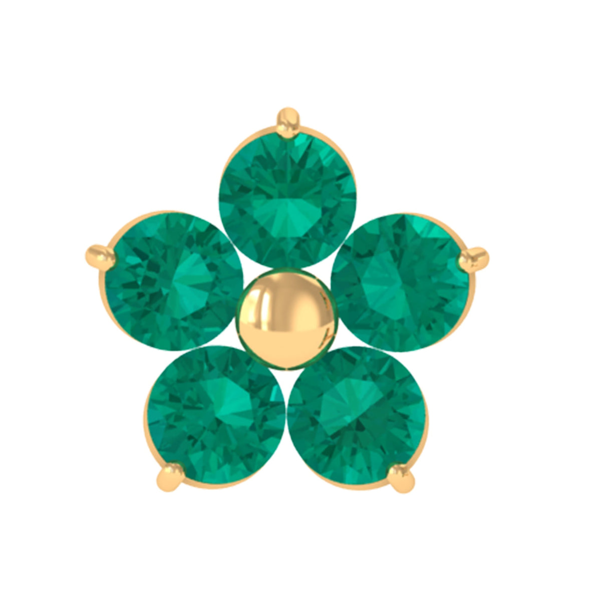 Natural Green Emerald Flower Conch Earring