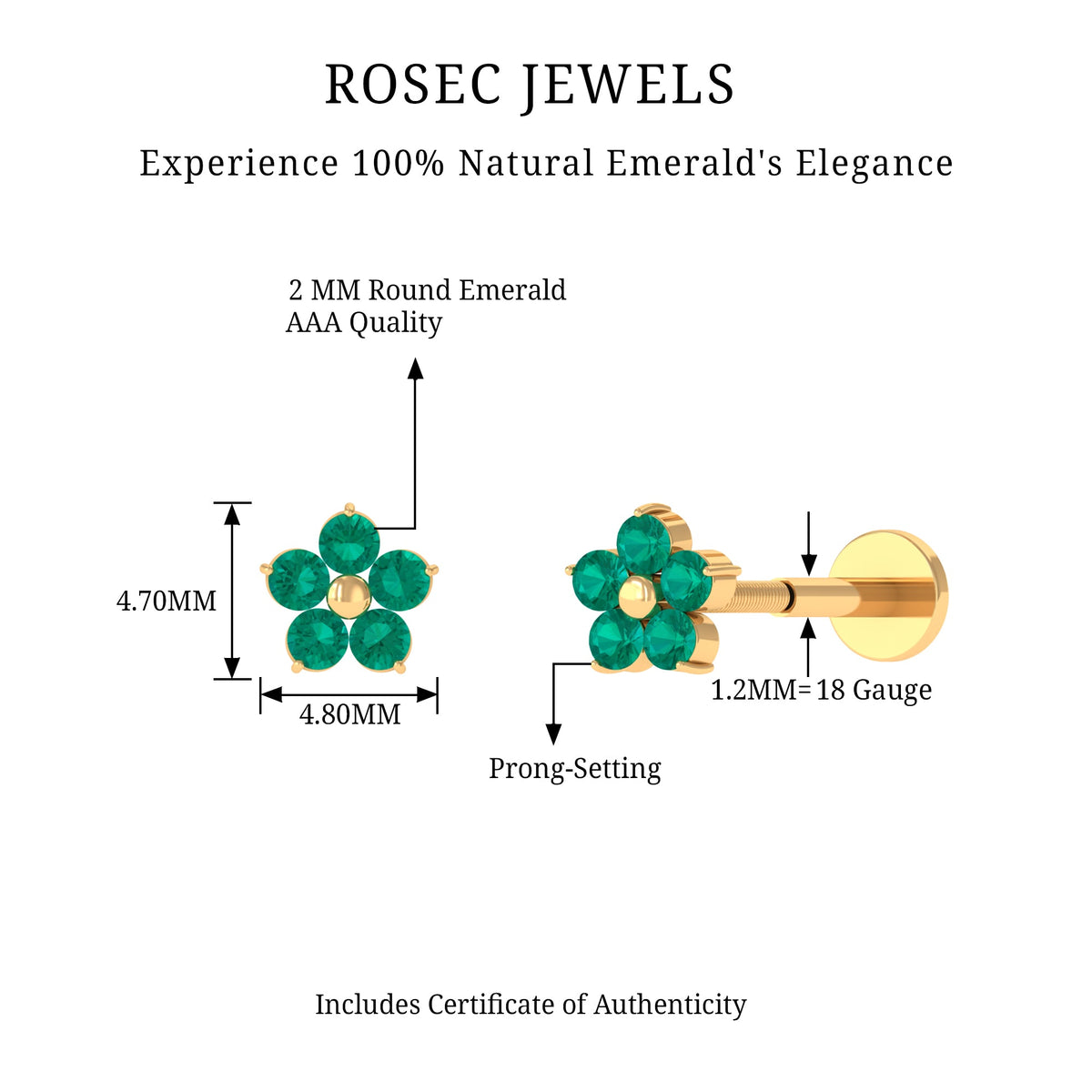 Natural Green Emerald Flower Conch Earring