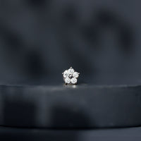 Minimalist Diamond Flower Tragus Earring with Flat Back