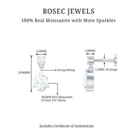 Moissanite Teardrop Earring for Helix Piercing
