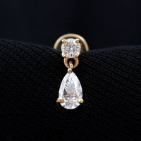 Moissanite Teardrop Earring for Helix Piercing
