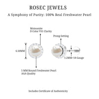 2 Carat Freshwater Pearl and Diamond Halo Cartilage Earring