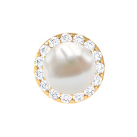 2 Carat Freshwater Pearl and Diamond Halo Cartilage Earring