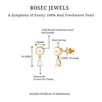Certified Freshwater Pearl and Diamond Helix Drop Earring