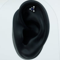 Blue Sapphire and Freshwater Pearl Cartilage Earring