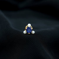 Blue Sapphire and Freshwater Pearl Cartilage Earring