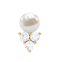 2 Carat Freshwater Pearl and Diamond Tragus Earring