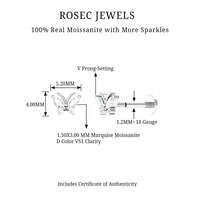 Marquise Moissanite Butterfly Cartilage Earring