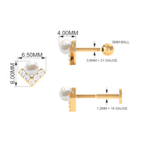 Unique Freshwater Pearl Tragus Earring with Diamond