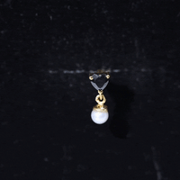 Real Black Onyx and Freshwater Pearl Helix Drop Earring