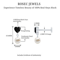Real Black Onyx and Freshwater Pearl Helix Drop Earring